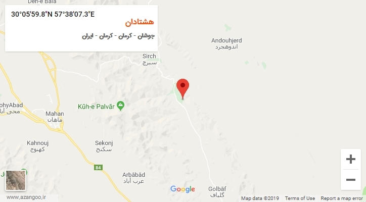 روستای هشتادان بر روی نقشه