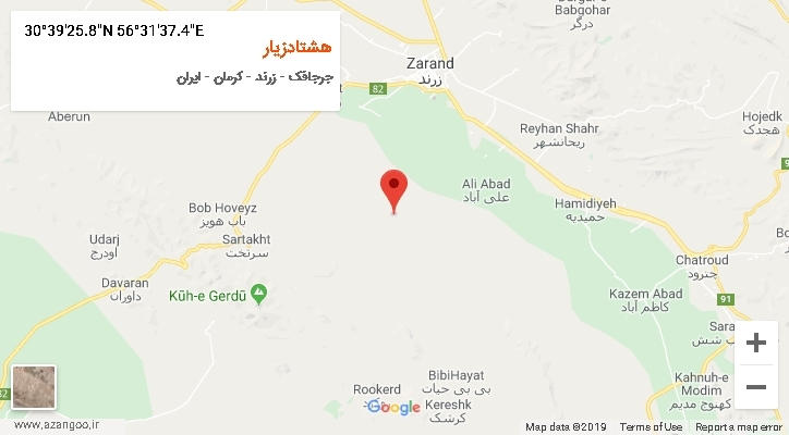 روستای هشتادزیار بر روی نقشه