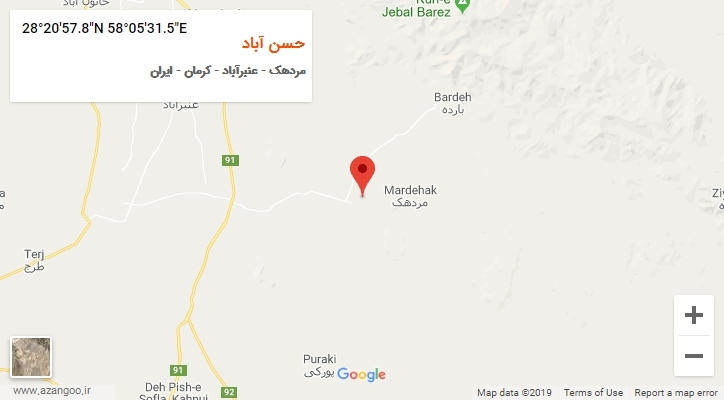 روستای حسن آباد بر روی نقشه
