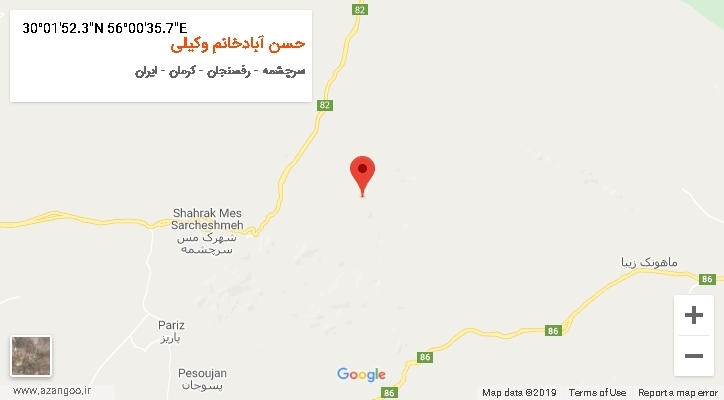 روستای حسن آبادخانم وکیلی بر روی نقشه