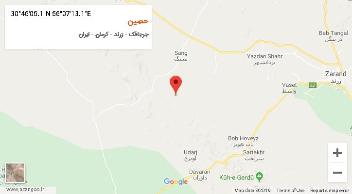 روستای حصین بر روی نقشه