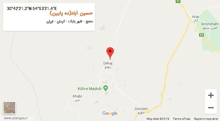 روستای حسین آباد(ده پایین) بر روی نقشه