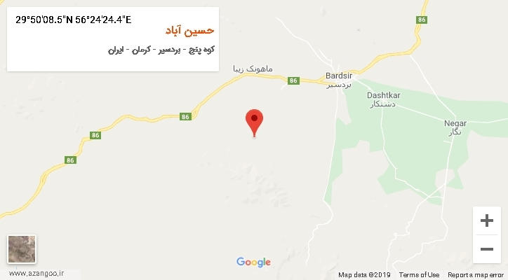 روستای حسین آباد بر روی نقشه