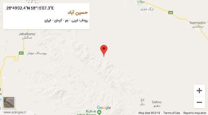 روستای حسین آباد بر روی نقشه