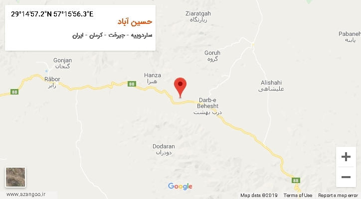 روستای حسین آباد بر روی نقشه