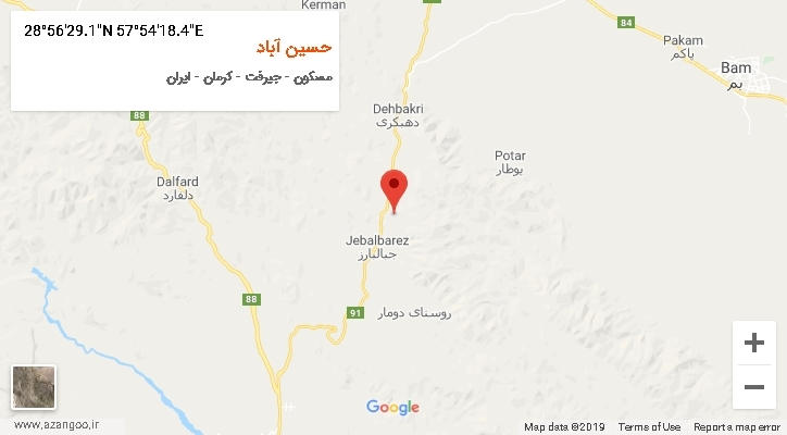 روستای حسین آباد بر روی نقشه
