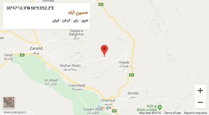 روستای حسین آباد بر روی نقشه