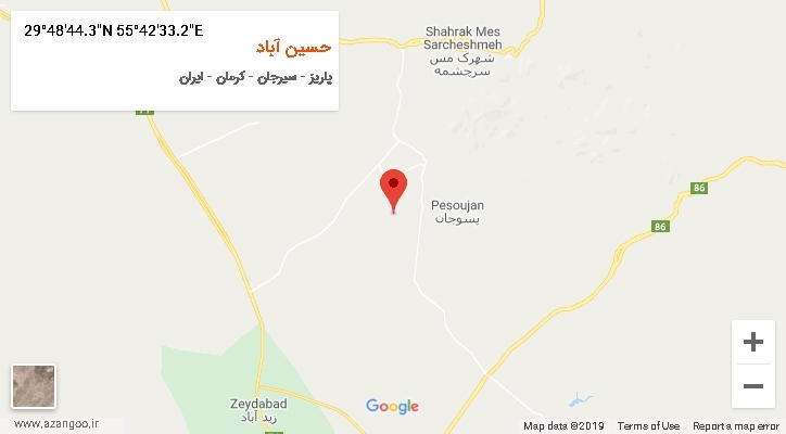 روستای حسین آباد بر روی نقشه