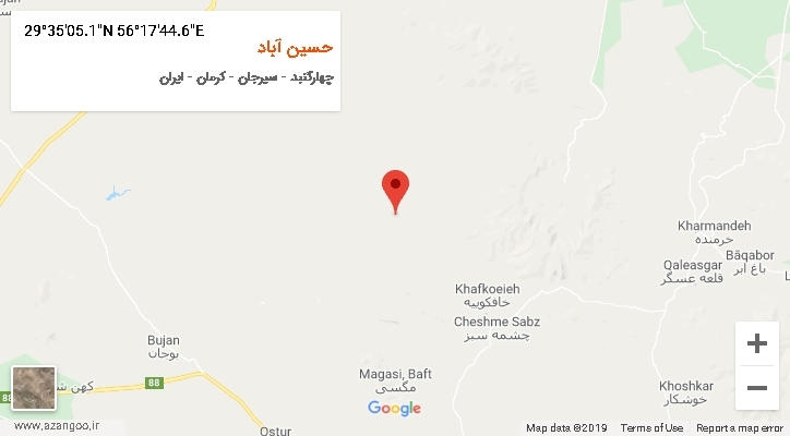 روستای حسین آباد بر روی نقشه