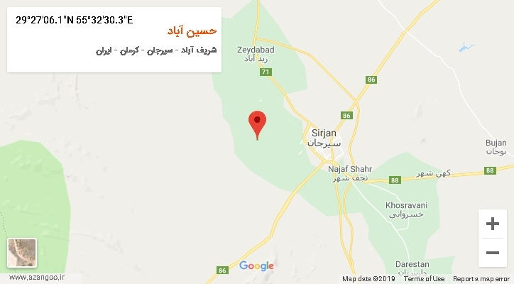 روستای حسین آباد بر روی نقشه