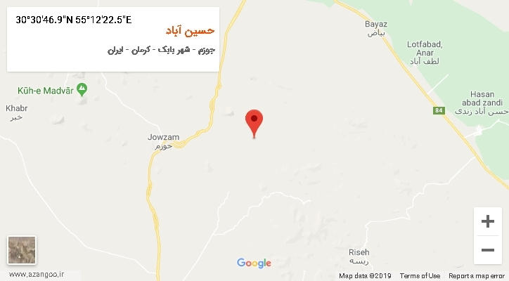 روستای حسین آباد بر روی نقشه