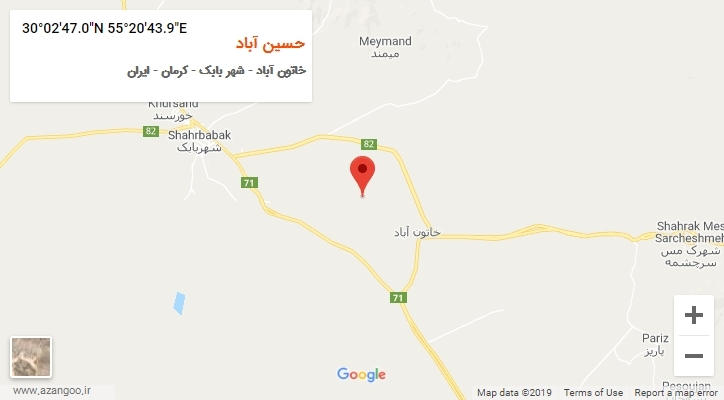 روستای حسین آباد بر روی نقشه