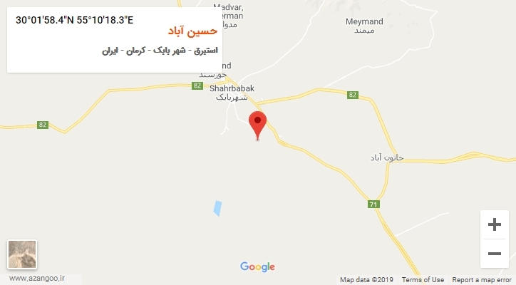 روستای حسین آباد بر روی نقشه