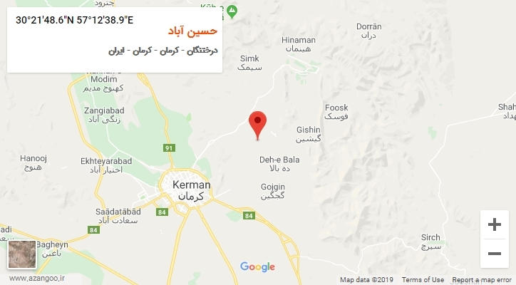 روستای حسین آباد بر روی نقشه