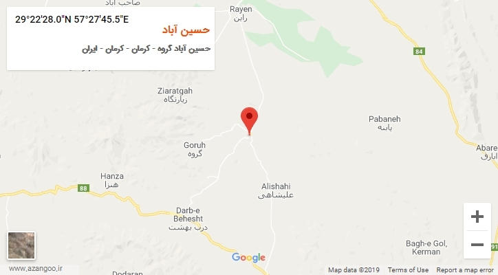 روستای حسین آباد بر روی نقشه