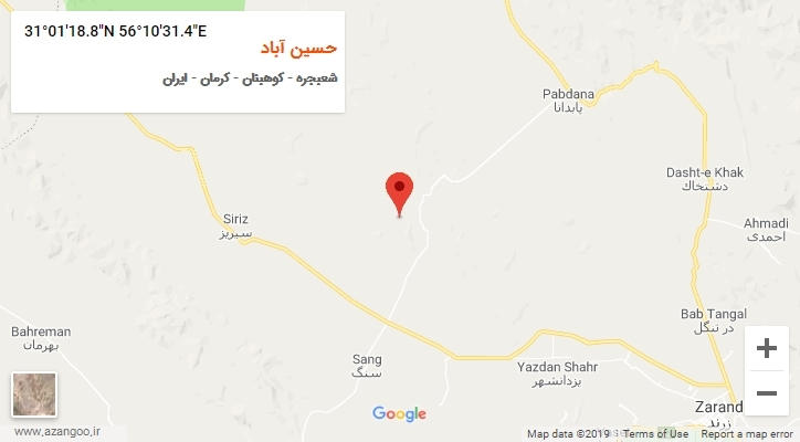 روستای حسین آباد بر روی نقشه