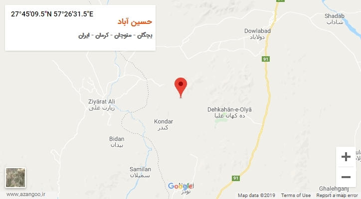 روستای حسین آباد بر روی نقشه