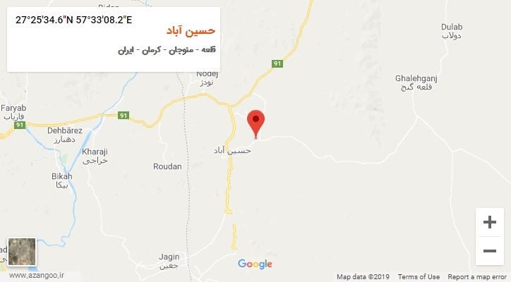 روستای حسین آباد بر روی نقشه