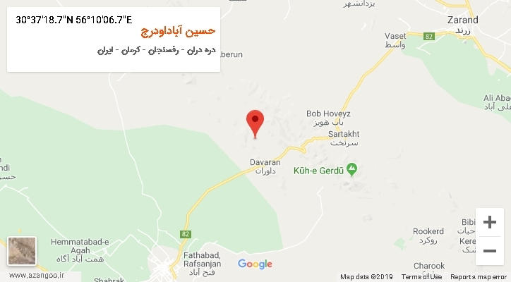 روستای حسین آباداودرج بر روی نقشه