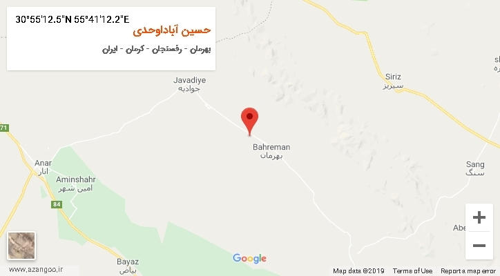 روستای حسین آباداوحدی بر روی نقشه
