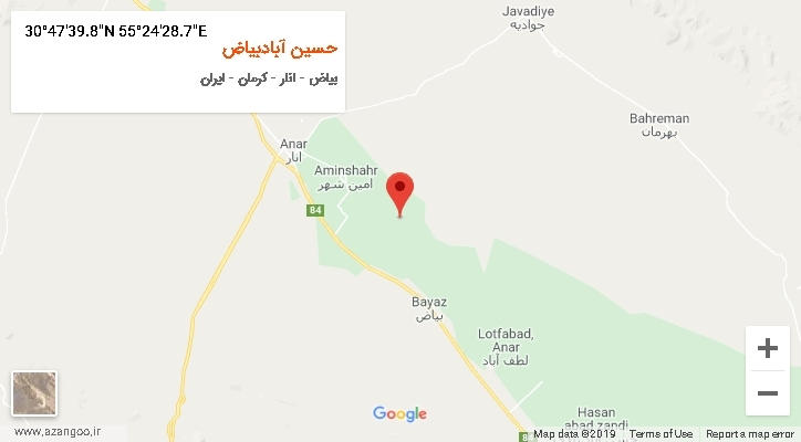 روستای حسین آبادبیاض بر روی نقشه