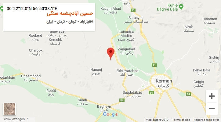 روستای حسین آبادچشمه سنگی بر روی نقشه