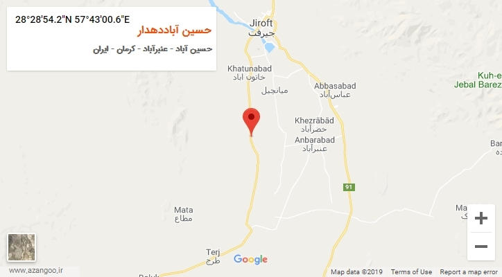 روستای حسین آباددهدار بر روی نقشه