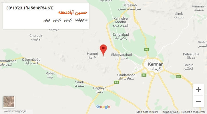روستای حسین آباددهنه بر روی نقشه