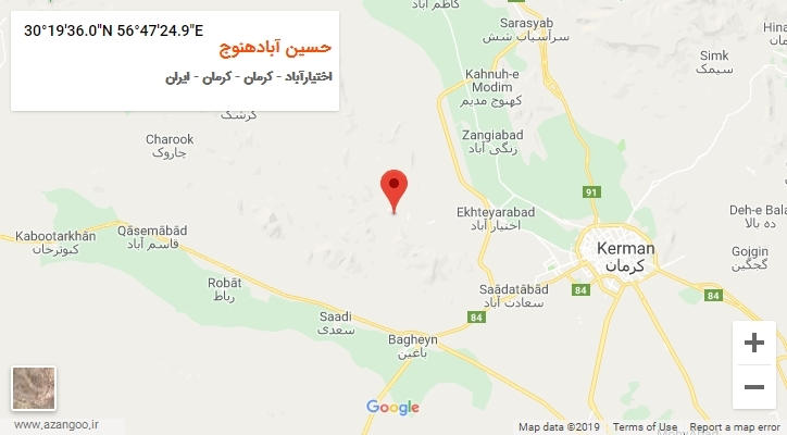 روستای حسین آبادهنوج بر روی نقشه