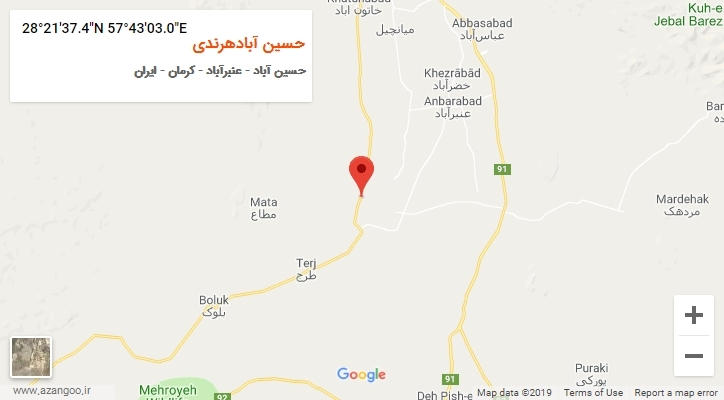 روستای حسین آبادهرندی بر روی نقشه