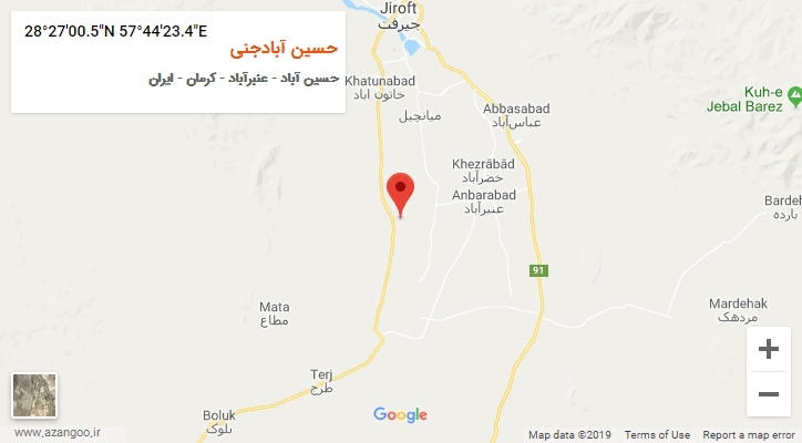 روستای حسین آبادجنی بر روی نقشه