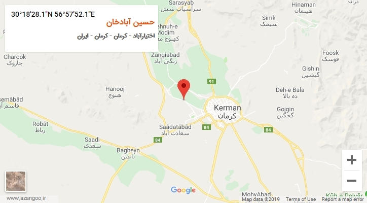 روستای حسین آبادخان بر روی نقشه