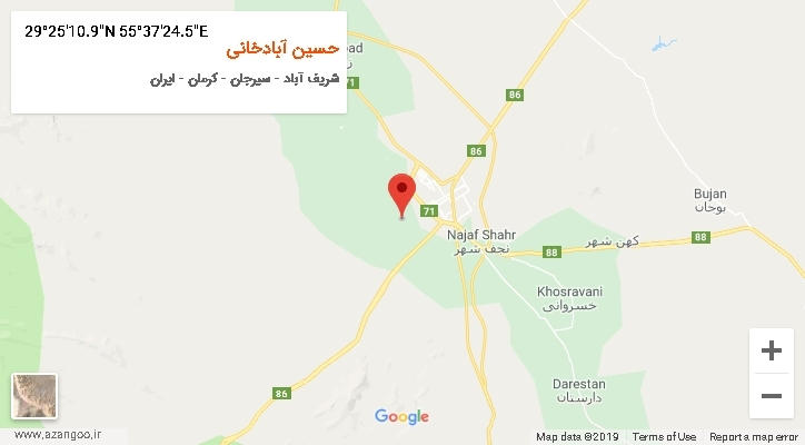 روستای حسین آبادخانی بر روی نقشه