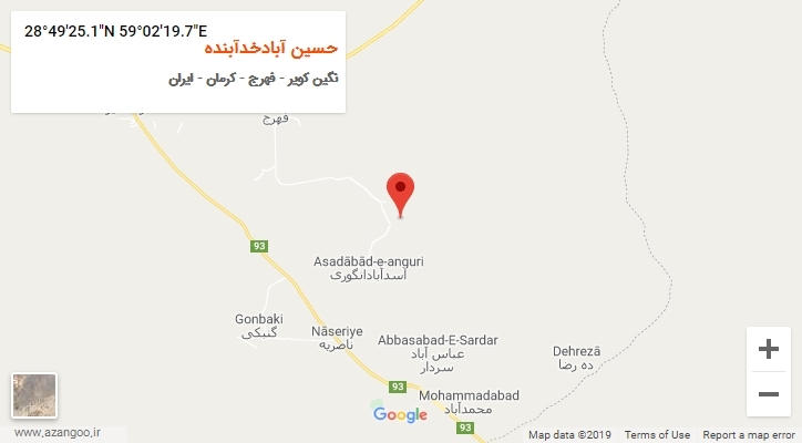روستای حسین آبادخدآبنده بر روی نقشه