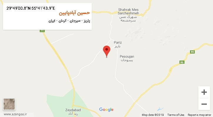 روستای حسین آبادپایین بر روی نقشه