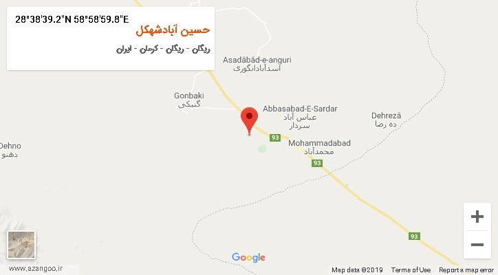 روستای حسین آبادشهکل بر روی نقشه