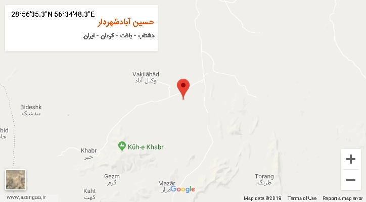 روستای حسین آبادشهردار بر روی نقشه