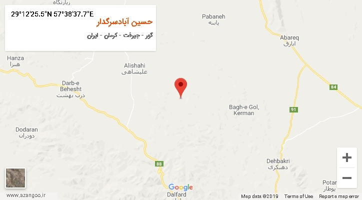 روستای حسین آبادسرگدار بر روی نقشه