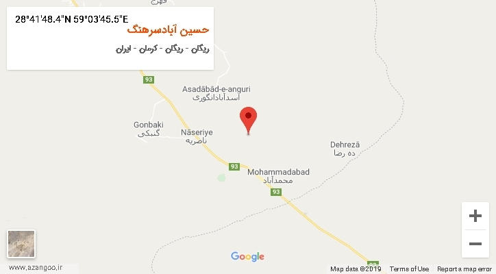 روستای حسین آبادسرهنگ بر روی نقشه