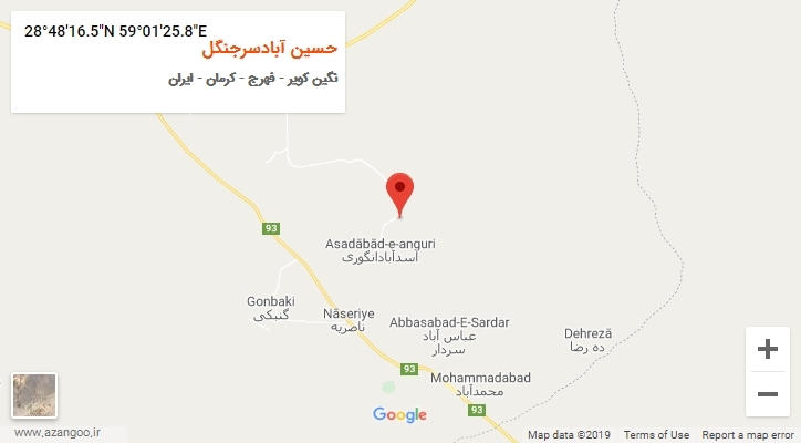 روستای حسین آبادسرجنگل بر روی نقشه