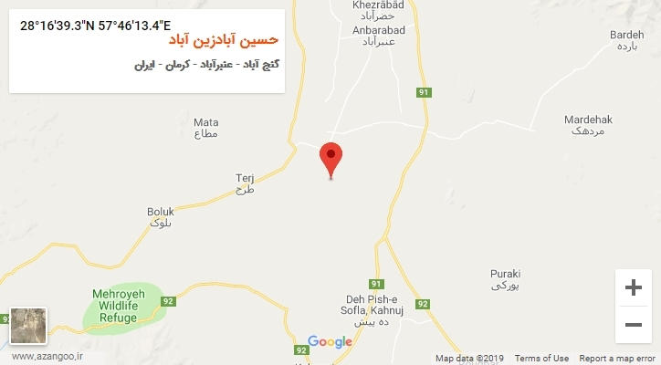 روستای حسین آبادزین آباد بر روی نقشه