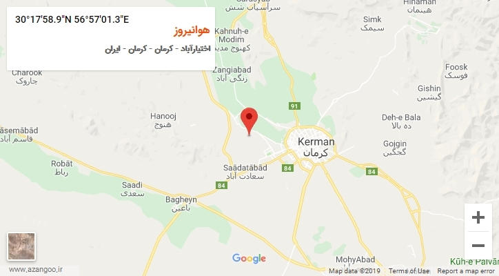 روستای هوانیروز بر روی نقشه
