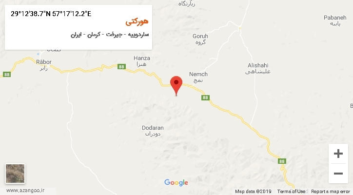 روستای هورکتی بر روی نقشه