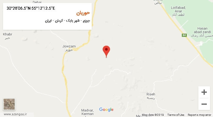 روستای حوریان بر روی نقشه