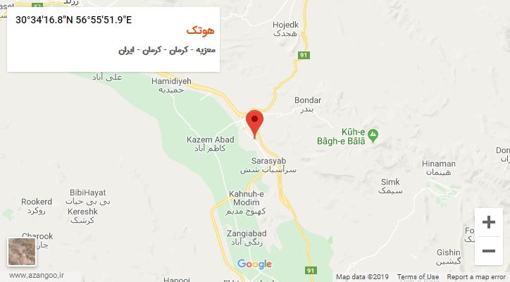 روستای هوتک بر روی نقشه