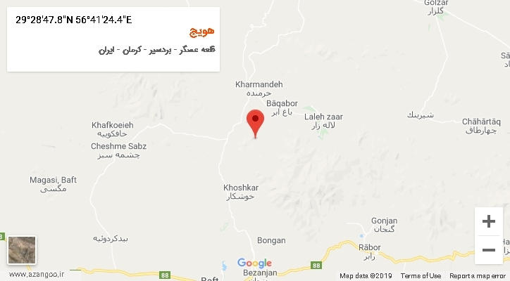 روستای هویج بر روی نقشه