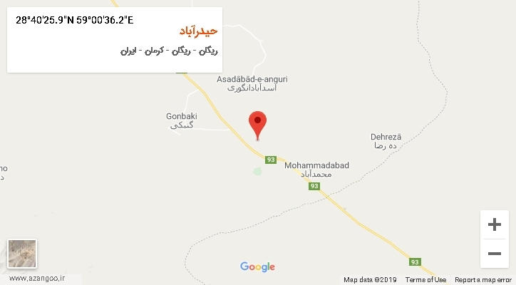 روستای حیدرآباد بر روی نقشه