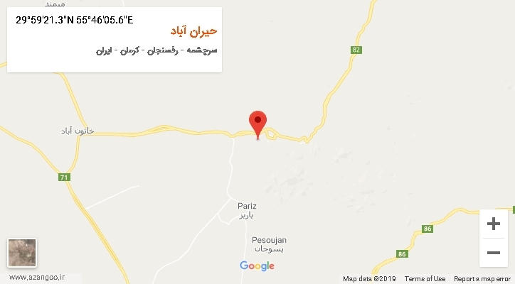 روستای حیران آباد بر روی نقشه