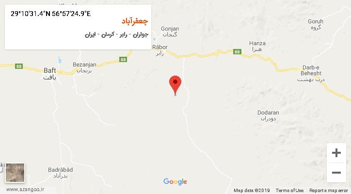 روستای جعفرآباد بر روی نقشه