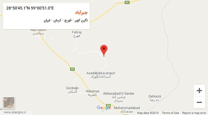 روستای جبرآباد بر روی نقشه